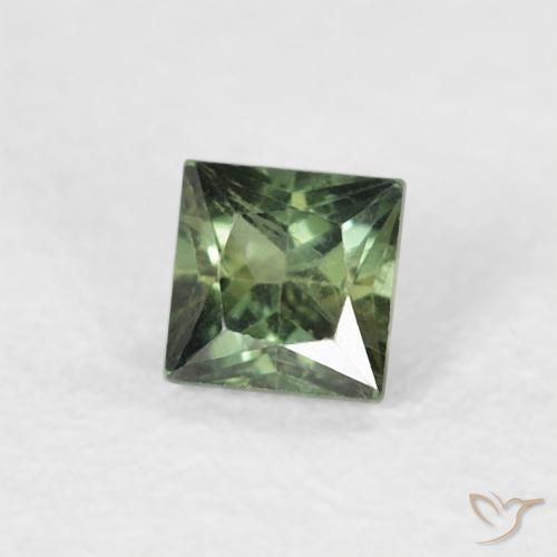 Zafiro Verde oscuro natural de 0.24 ct, Cuadrado, VS