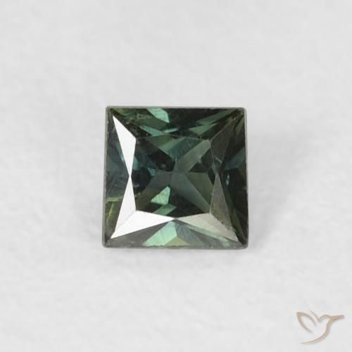 0.30ct Natural Verde terroso Zafiro, Cuadrado, VS