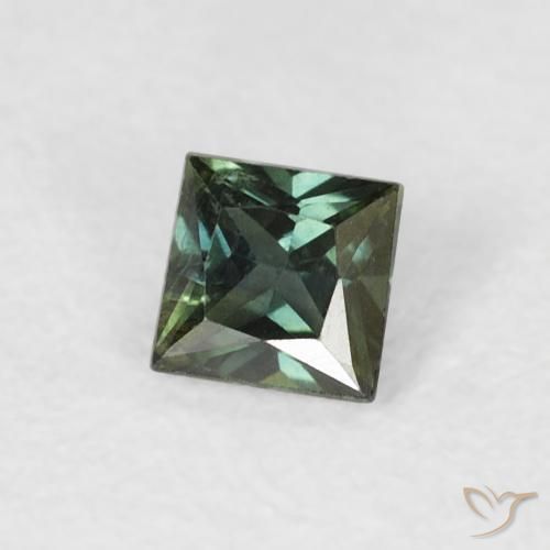 Zafiro Verde terroso natural de 0.30 ct, Cuadrado, VS