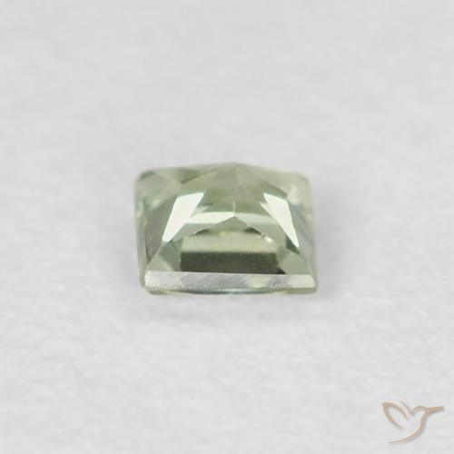 Zafiro Verde musgo pálido natural de 0.20 ct, Cuadrado, VS