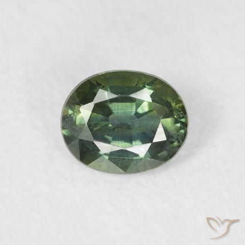 0.38ct Natural Verde bosque pálido Zafiro, Ovalada, VS