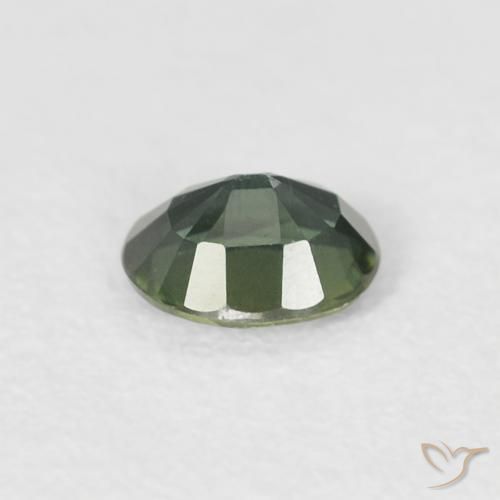 Zafiro Verde bosque pálido natural de 0.38 ct, Ovalada, VS