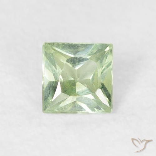 0.18ct Natural Verde muy claro Zafiro, Cuadrado, VS
