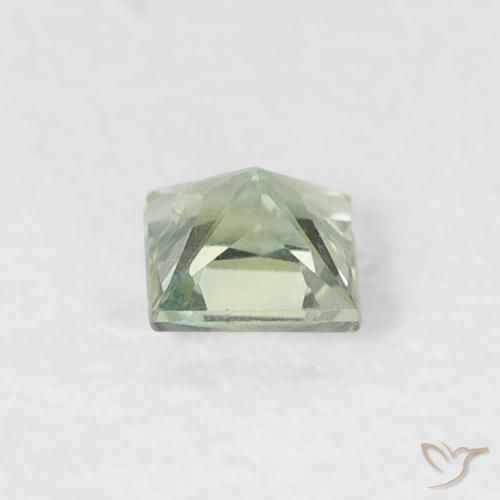 Zafiro Verde bosque pálido natural de 0.20 ct, Cuadrado, VS