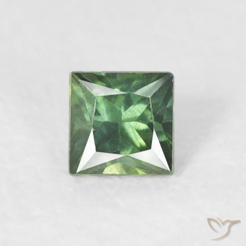 0.24ct Natural Verde medio Zafiro, Cuadrado, VS