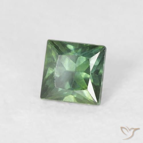Zafiro Verde medio natural de 0.24 ct, Cuadrado, VS