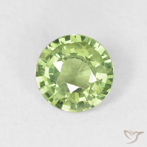 Zafiro Verde vivo claro natural de 0.59 ct, Redondo, VS