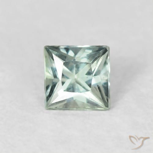 0.19ct Natural Verde claro Zafiro, Cuadrado, VVS