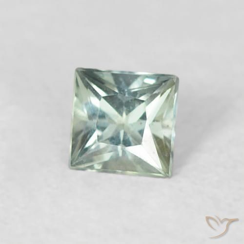 Zafiro Verde claro natural de 0.19 ct, Cuadrado, VVS