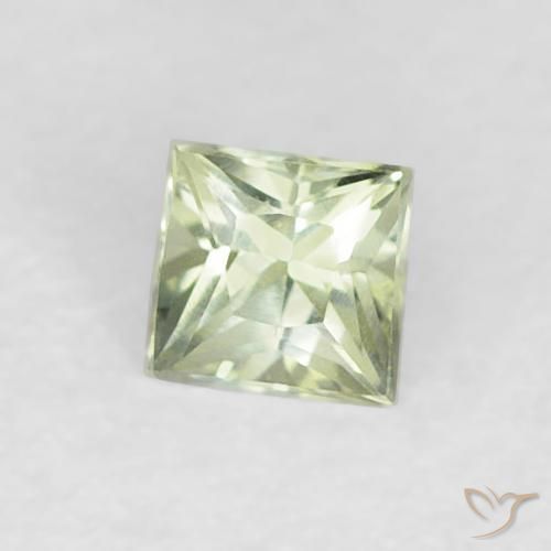 Zafiro Verde salvia muy claro natural de 0.18 ct, Cuadrado, VVS