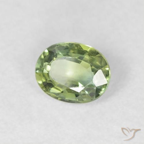 Zafiro Verde cálido natural de 0.30 ct, Ovalada, VVS