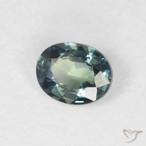 Zafiro Azul verdoso natural de 0.31 ct, Ovalada, VVS