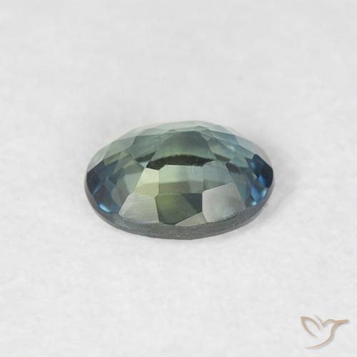 Zafiro Azul verdoso natural de 0.31 ct, Ovalada, VVS
