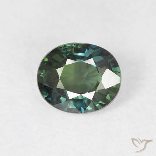 0.49ct Natural Verde-azul Zafiro, Ovalada, VVS
