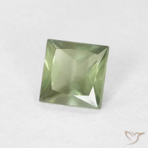 Zafiro Verde bosque claro natural de 0.29 ct, Cuadrado, VS