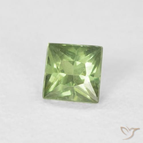 Zafiro Verde cálido natural de 0.20 ct, Cuadrado, VS