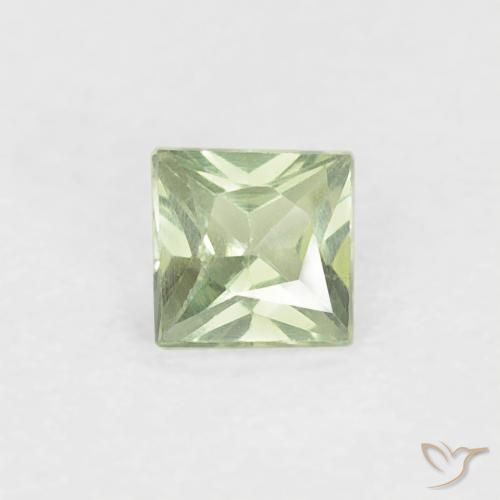 0.18ct Natural Verde salvia muy claro Zafiro, Cuadrado, VS