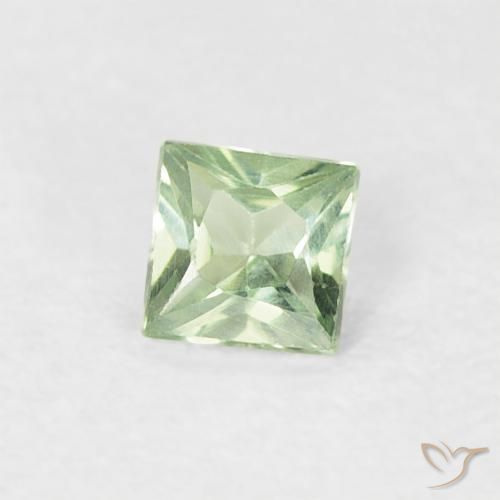 Zafiro Verde salvia muy claro natural de 0.18 ct, Cuadrado, VS