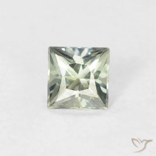 0.19ct Natural Verde pálido Zafiro, Cuadrado, VS