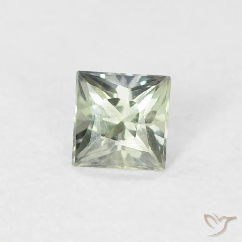 Zafiro Verde pálido natural de 0.19 ct, Cuadrado, VS