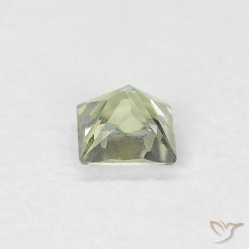 Zafiro Verde pálido natural de 0.19 ct, Cuadrado, VS