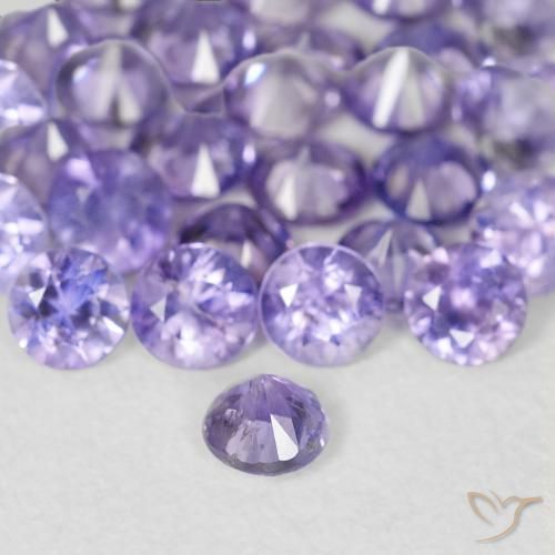 Zafiro violeta natural de 0,11 ct, corte redondo, VS