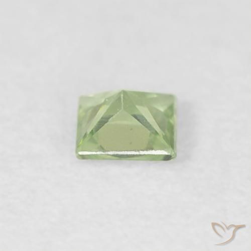 Zafiro Verde muy claro natural de 0.18 ct, Cuadrado, VVS-VS