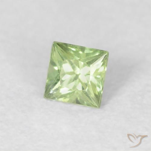 Zafiro Verde muy claro natural de 0.21 ct, Cuadrado, VVS-VS