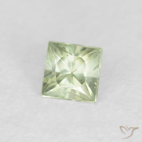 Zafiro Verde muy claro natural de 0.21 ct, Cuadrado, VVS-VS