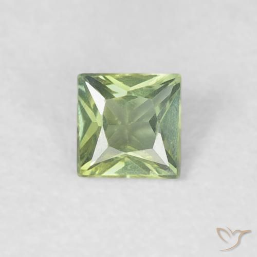 0.18ct Natural Verde cálido Zafiro, Cuadrado, VVS-VS