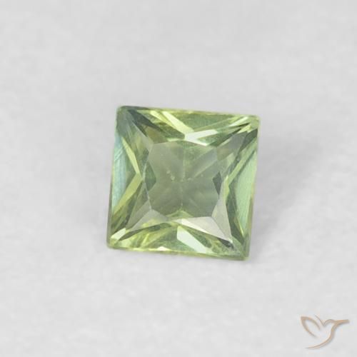 Zafiro Verde cálido natural de 0.18 ct, Cuadrado, VVS-VS