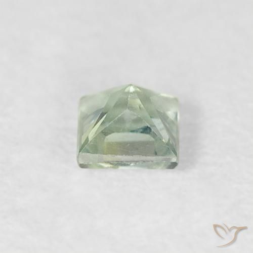 Zafiro Verde salvia claro natural de 0.21 ct, Cuadrado, VVS-VS