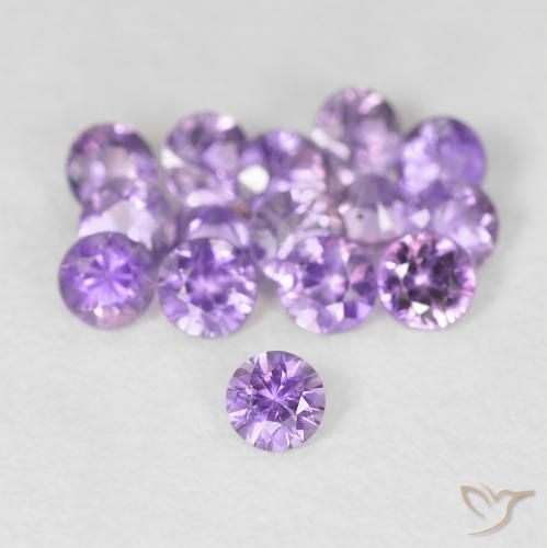 Zafiro violeta natural de 0,08 ct, corte redondo, VS