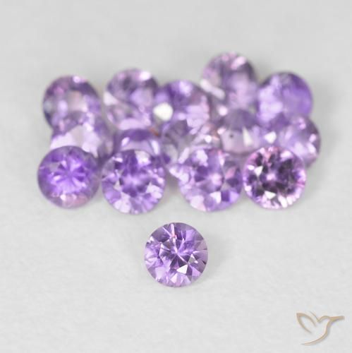 Zafiro violeta natural de 0,08 ct, corte redondo, VS