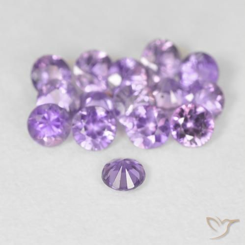 Zafiro violeta natural de 0,08 ct, corte redondo, VS