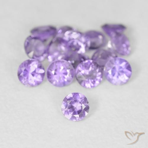 Zafiro violeta natural de 0,08 ct, corte redondo, VS