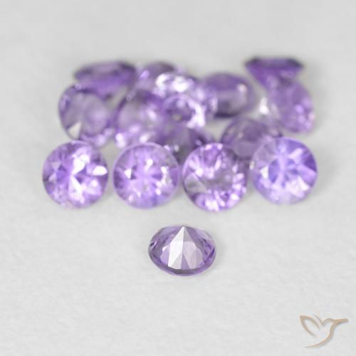 Zafiro violeta natural de 0,08 ct, corte redondo, VS