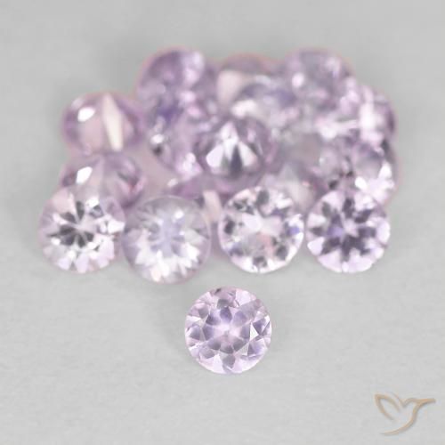 0.11ct Natural Púrpura rosáceo muy claro Zafiro, Redondo, VS