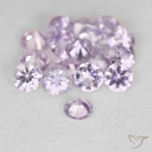 Zafiro Púrpura rosáceo muy claro natural de 0.11 ct, Redondo, VS