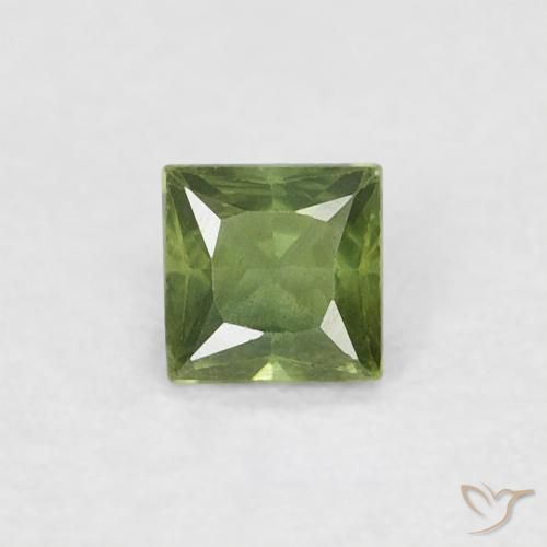 0.21ct Natural Verde terroso Zafiro, Cuadrado, VS