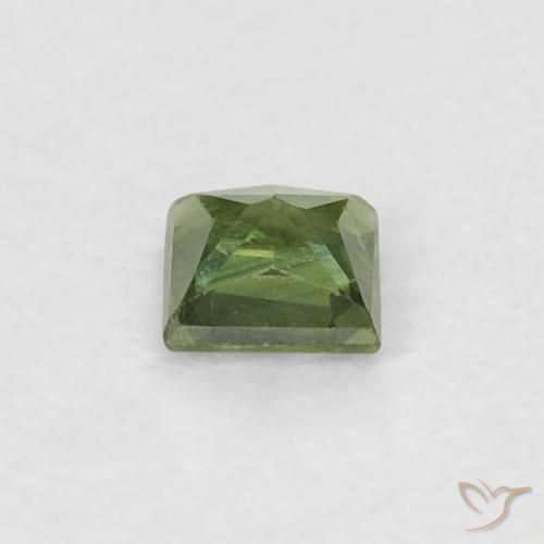 Zafiro Verde terroso natural de 0.21 ct, Cuadrado, VS