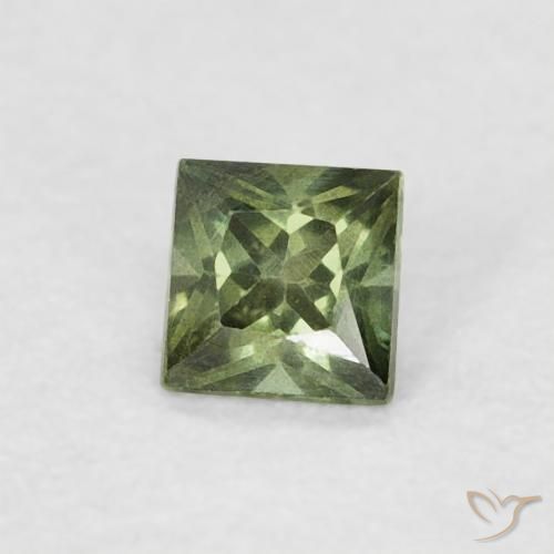 Zafiro Verde medio natural de 0.20 ct, Cuadrado, VS