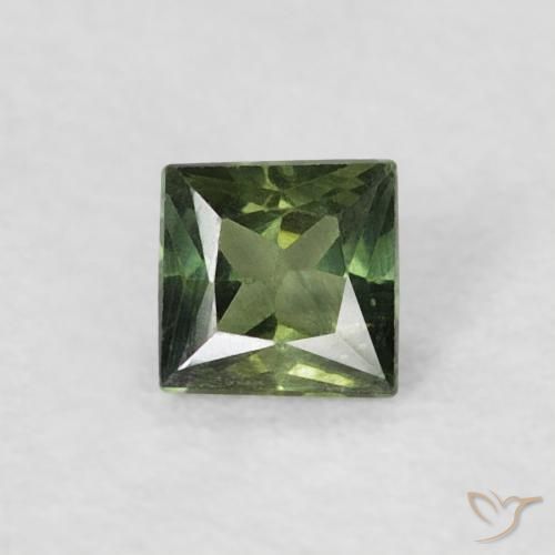 0.21ct Natural Verde oscuro Zafiro, Cuadrado, VS