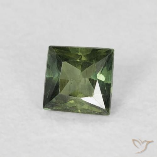 Zafiro Verde oscuro natural de 0.21 ct, Cuadrado, VS