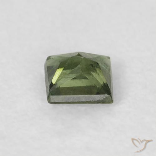 Zafiro Verde oscuro natural de 0.21 ct, Cuadrado, VS