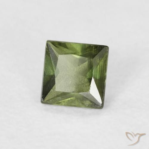Zafiro Verde cálido natural de 0.37 ct, Cuadrado, VS