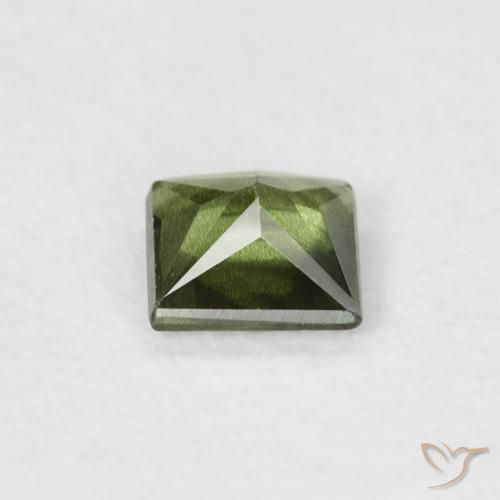 Zafiro Verde cálido natural de 0.37 ct, Cuadrado, VS