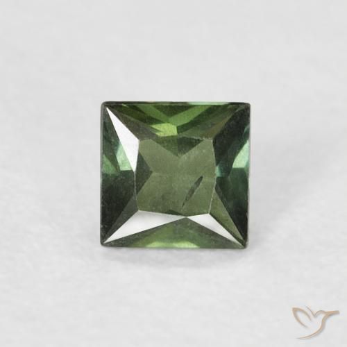 0.32ct Natural Verde oscuro Zafiro, Cuadrado, VS