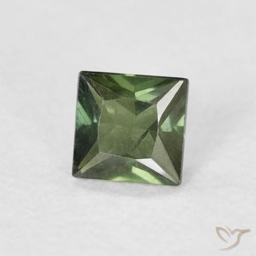 Zafiro Verde oscuro natural de 0.32 ct, Cuadrado, VS