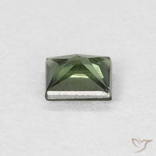 Zafiro Verde oscuro natural de 0.32 ct, Cuadrado, VS